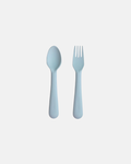 Mushie Spoon and Fork Set in Cambridge Blue