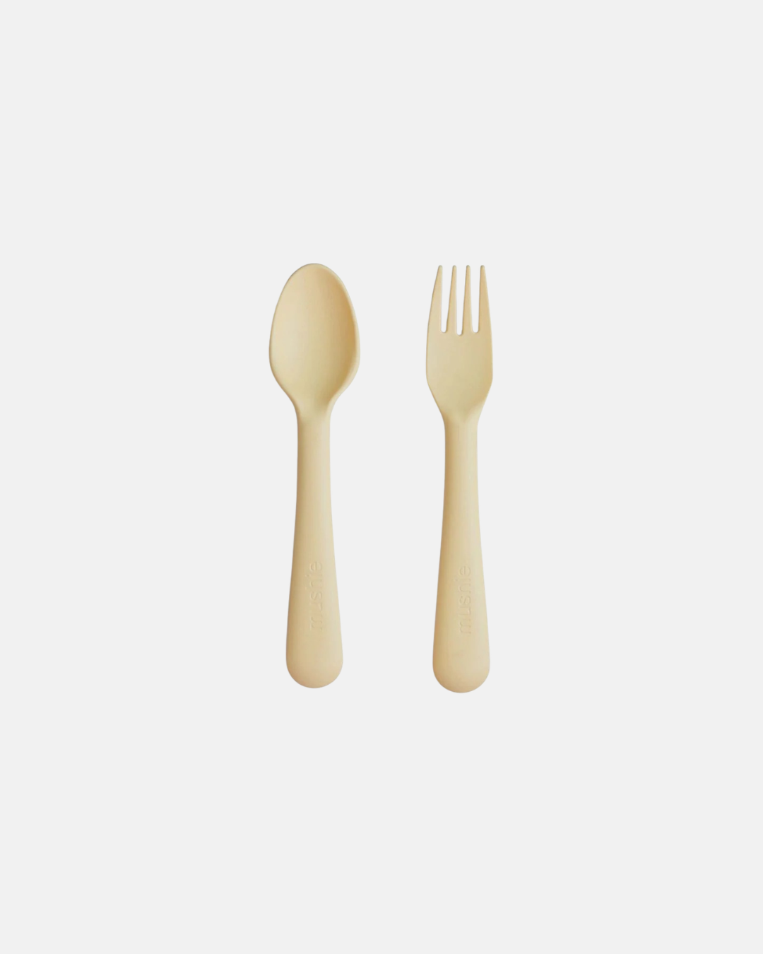 Mushie Baby Spoon and Fork Set in Pale Daffodil