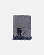 Bloomingville Herringbone Dark Blue Recycled Cotton Throw