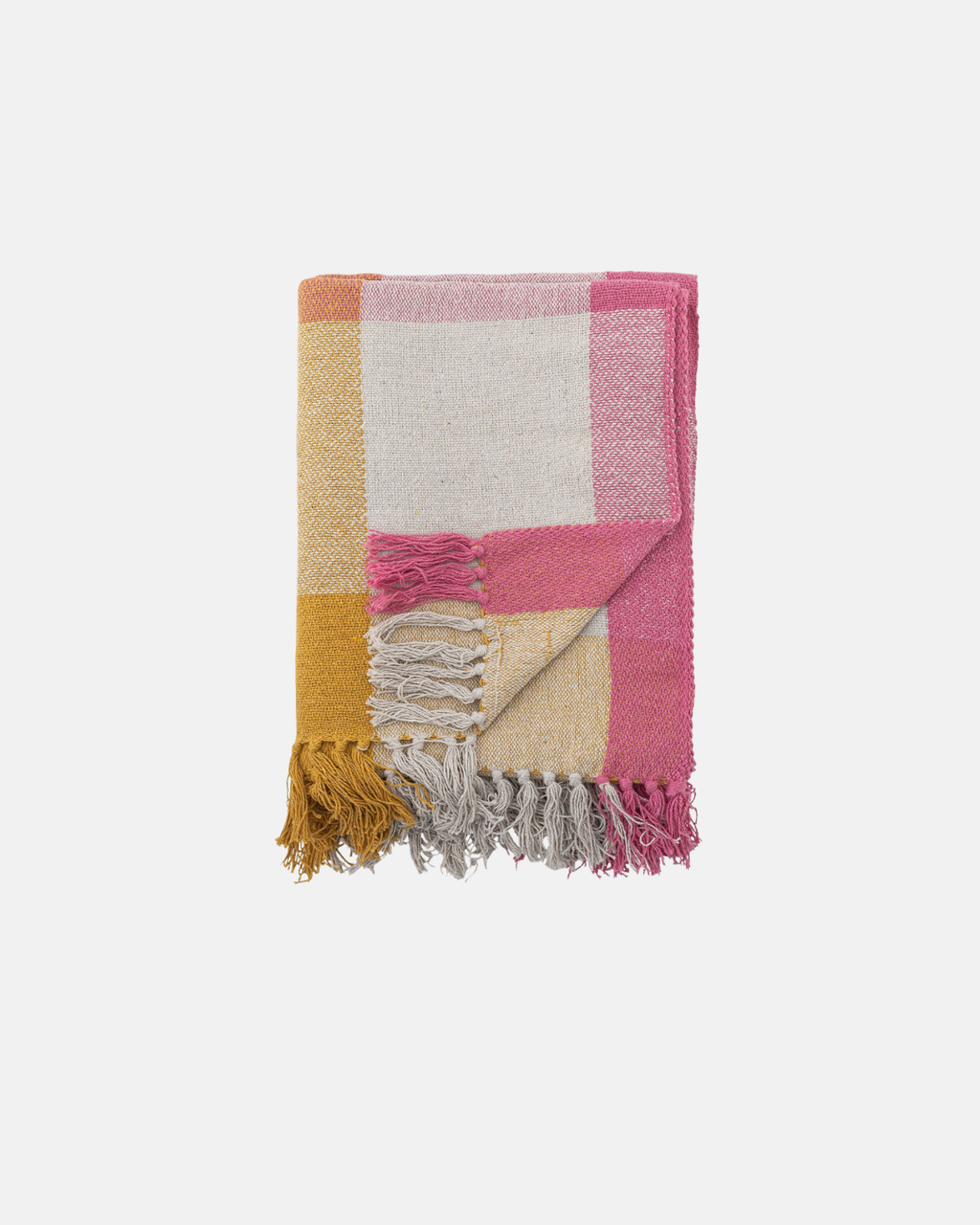 Bloomingville Hadley Pink Check Recycled Cotton Throw