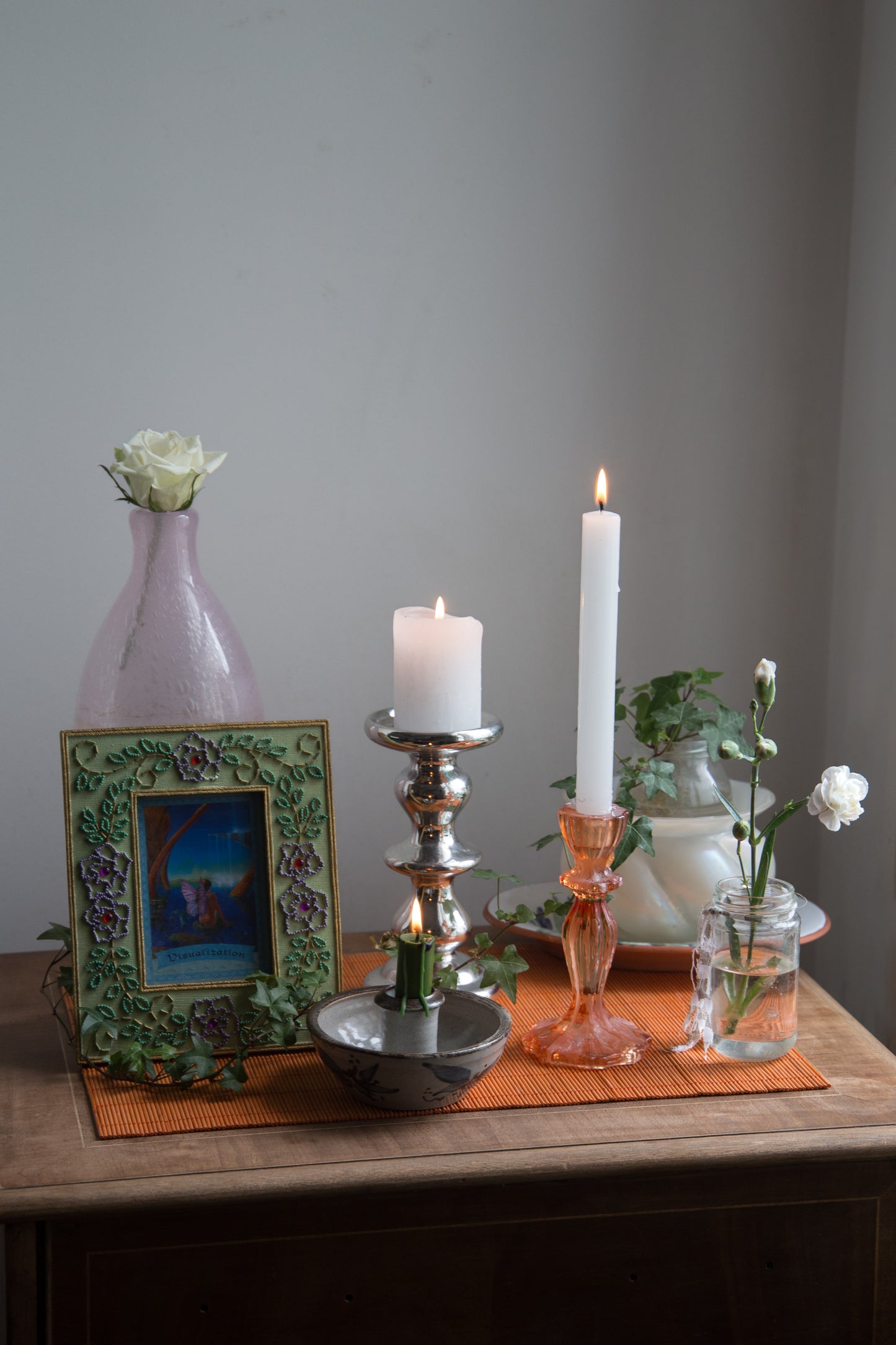 Vintage Silver Pillar Candle Holder