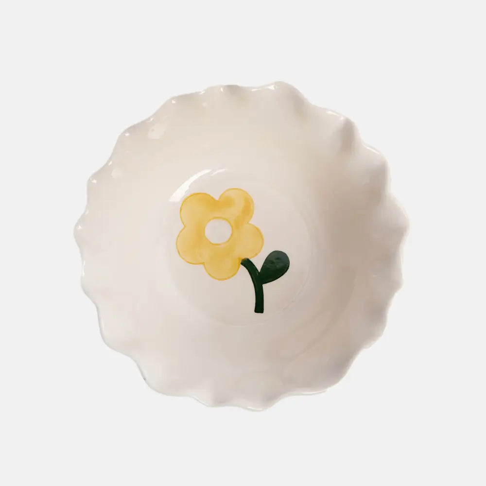 Caroline Gardner Striped Frilly Bowl in Pink Flower