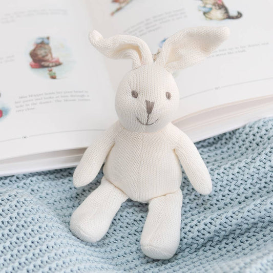 Best Years Knitted Organic Cotton White Bunny Baby Rattle