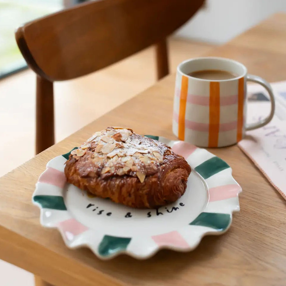 Caroline Gardner Espresso Cup in Checkered Pink and Yellow