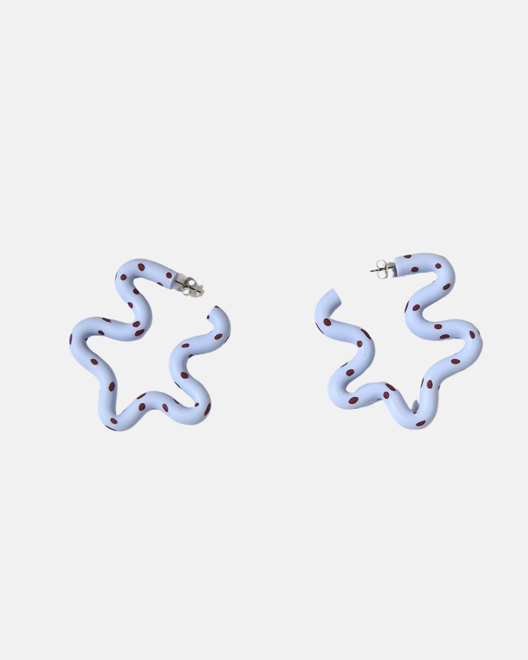 Kalei Polymer Clay Wiggle Earrings in Butter Yellow or Pale Blue Polkadot