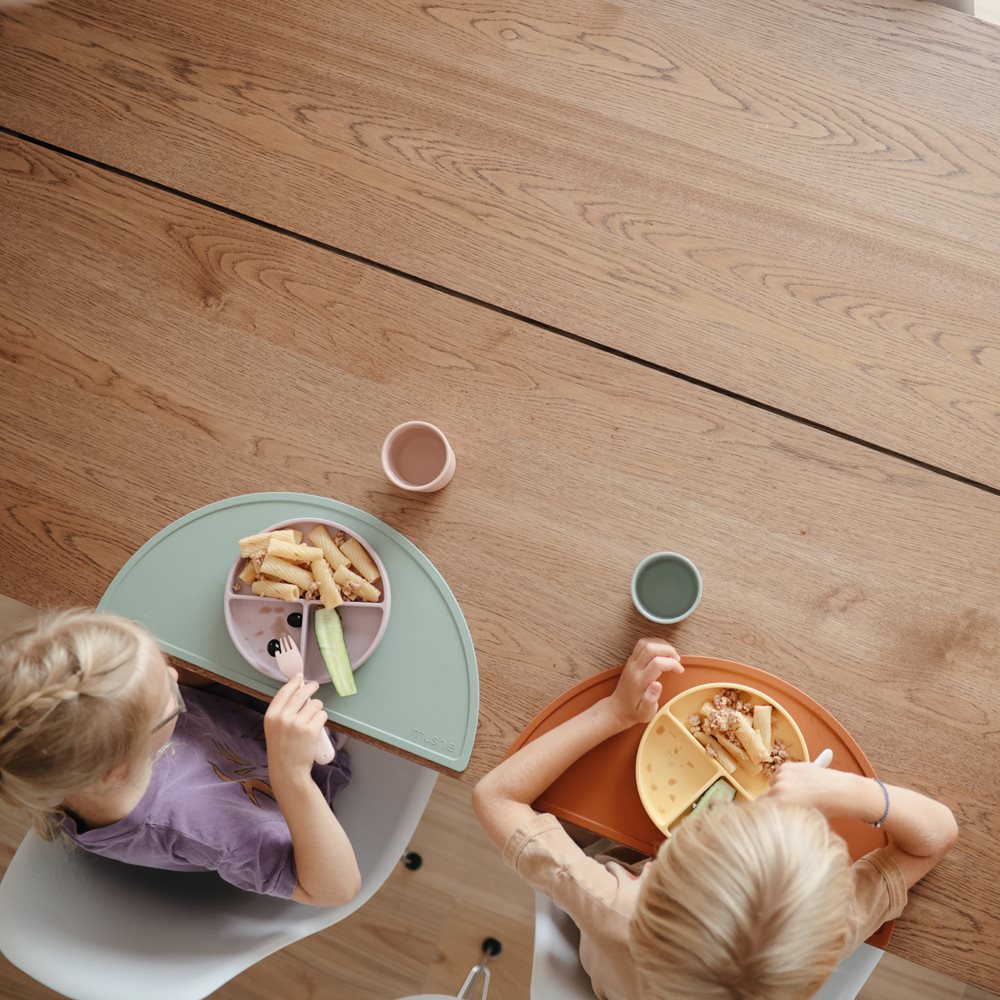 Mushie Silicone Suction Plate in Cambridge Blue