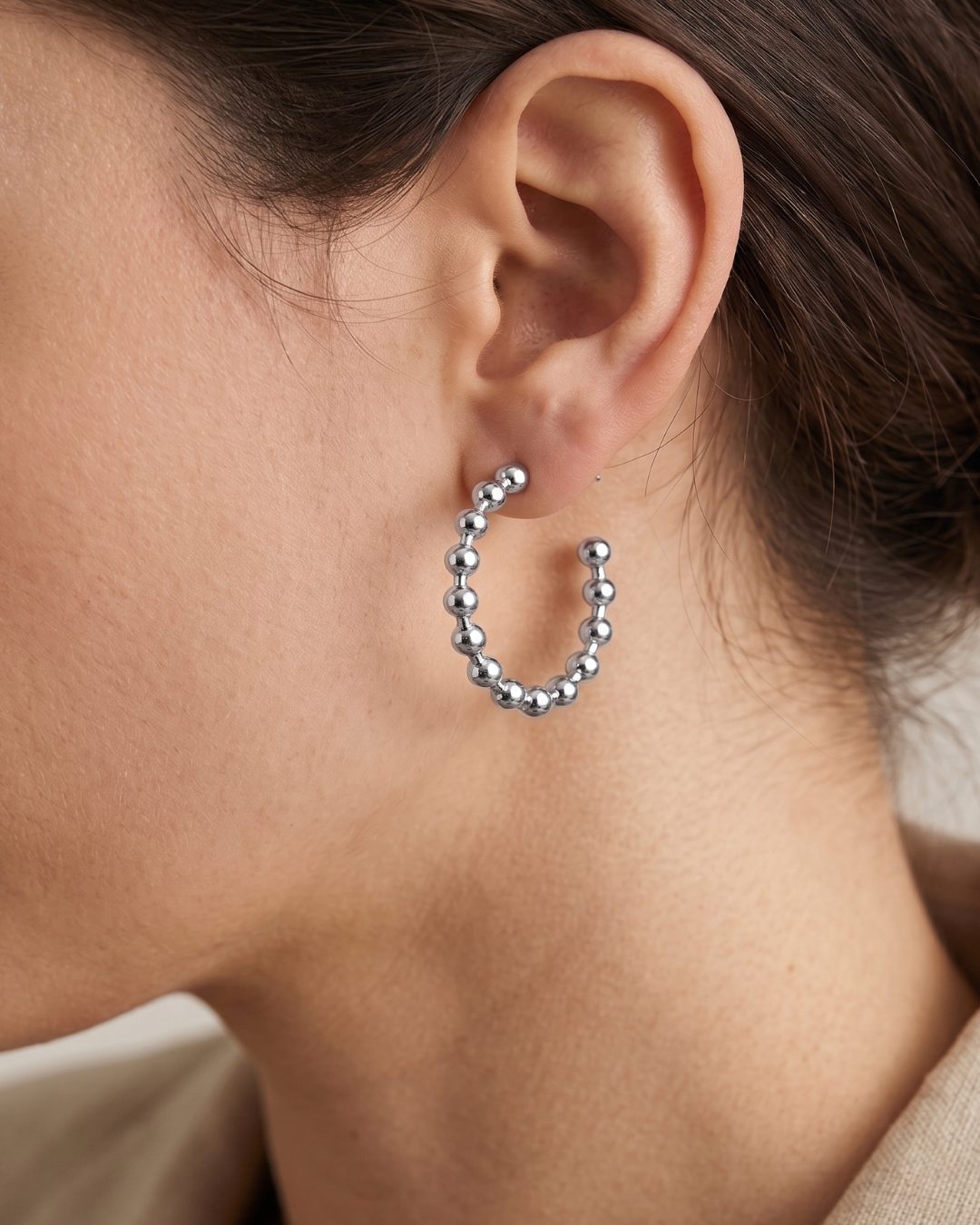 Big Metal London Louise Ball Hoop Earrings in Gold or Silver