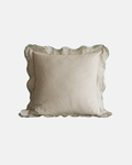 LIAN Scalloped Edge Cotton Cushion in Green & Beige