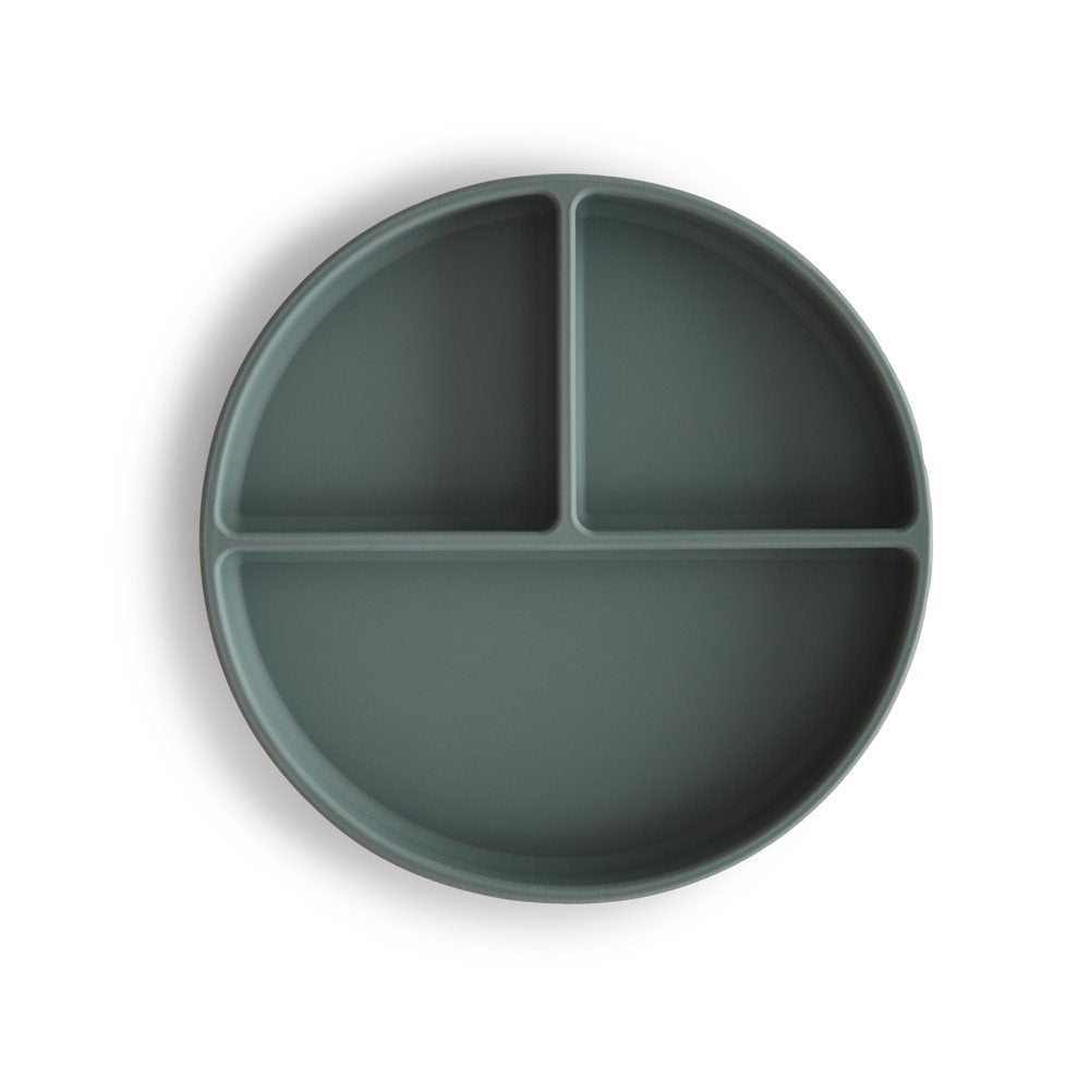 Mushie Silicone Suction Plate in Cambridge Blue