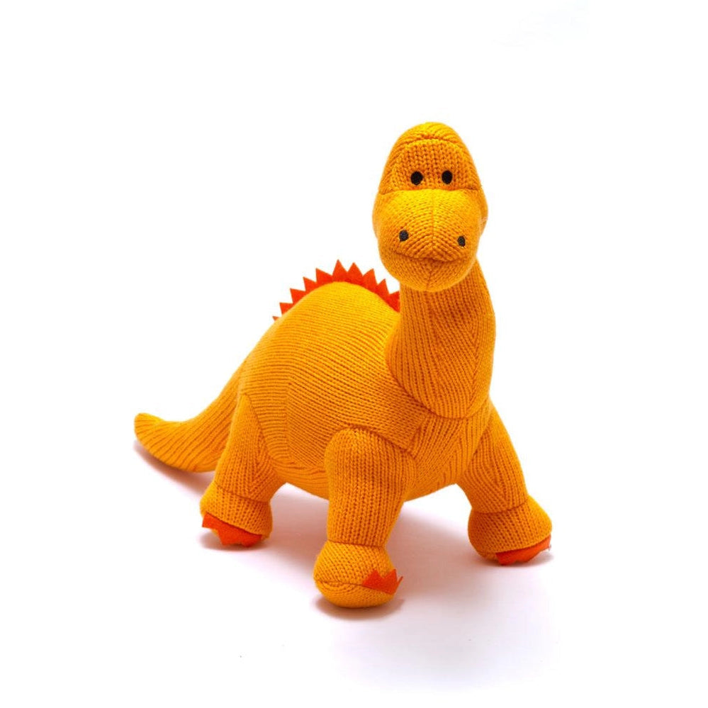 Best Years Knitted Diplodocus Dinosaur Baby Rattle in Orange