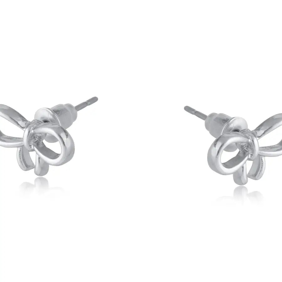 Big Metal London Santorini Bow Stud Earrings in Silver or Gold Plated