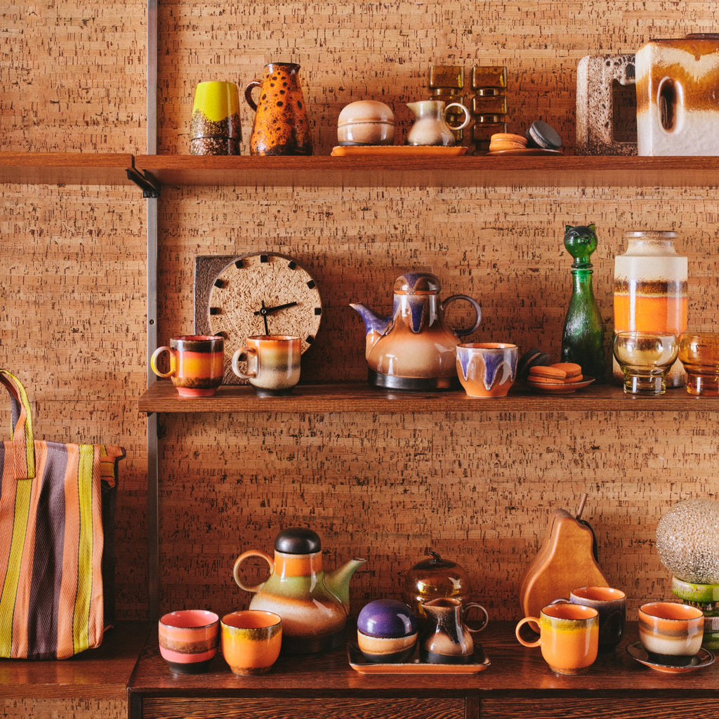 HKLIVING 70's Ceramic Milk Jug in Brown and Cream Glaze
