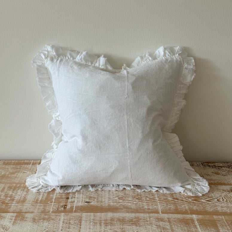 Ellenvale Ruffled Edge Hallie White Cushion 53cm x 53cm