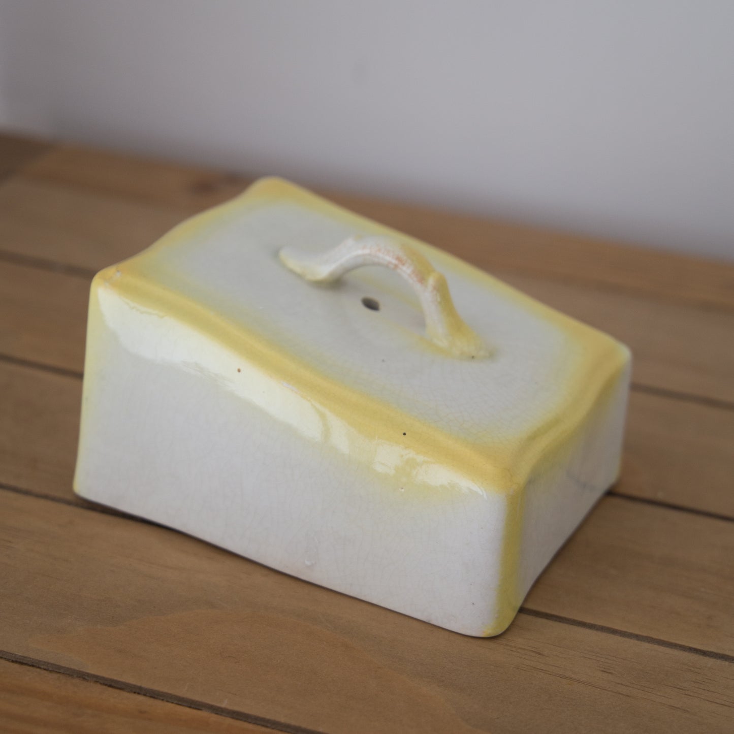 Vintage and Pre-Loved Butter Dish Cover in Yellow and White