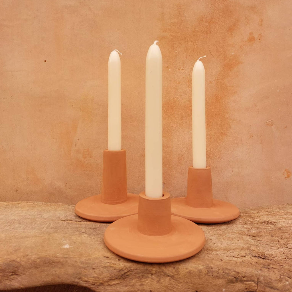 Roca Caus Handmade Taper Candle Holder in Terracotta