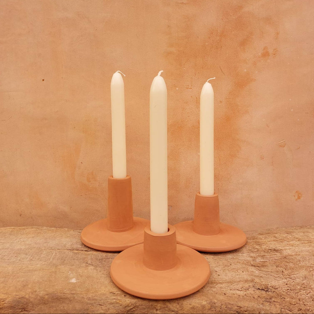 Roca Caus Handmade Taper Candle Holder in Terracotta