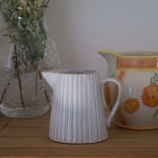 Vintage & Pre-Loved Small Natural Ribbed Jug