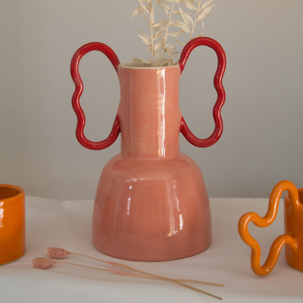 Florence MyTum Handmade Pink Ceramic Wiggle Vase