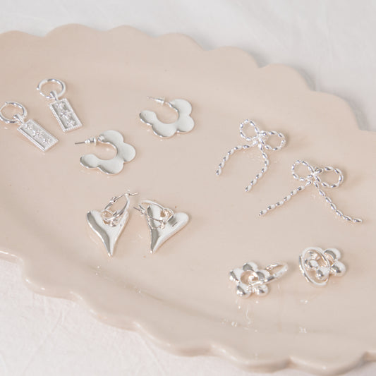 Big Metal London Daria Puff Heart Hoop Earrings in Silver or Gold Plated