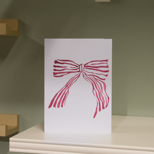 Red Striped Bow Greeting Card