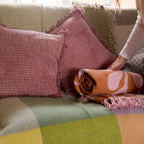 Bloomingville Ruffled 100% Cotton Delva Cushion in Pink