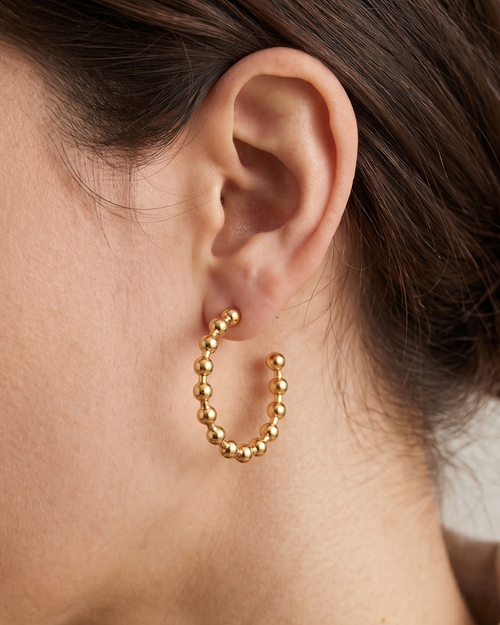Big Metal London Louise Ball Hoop Earrings in Gold or Silver