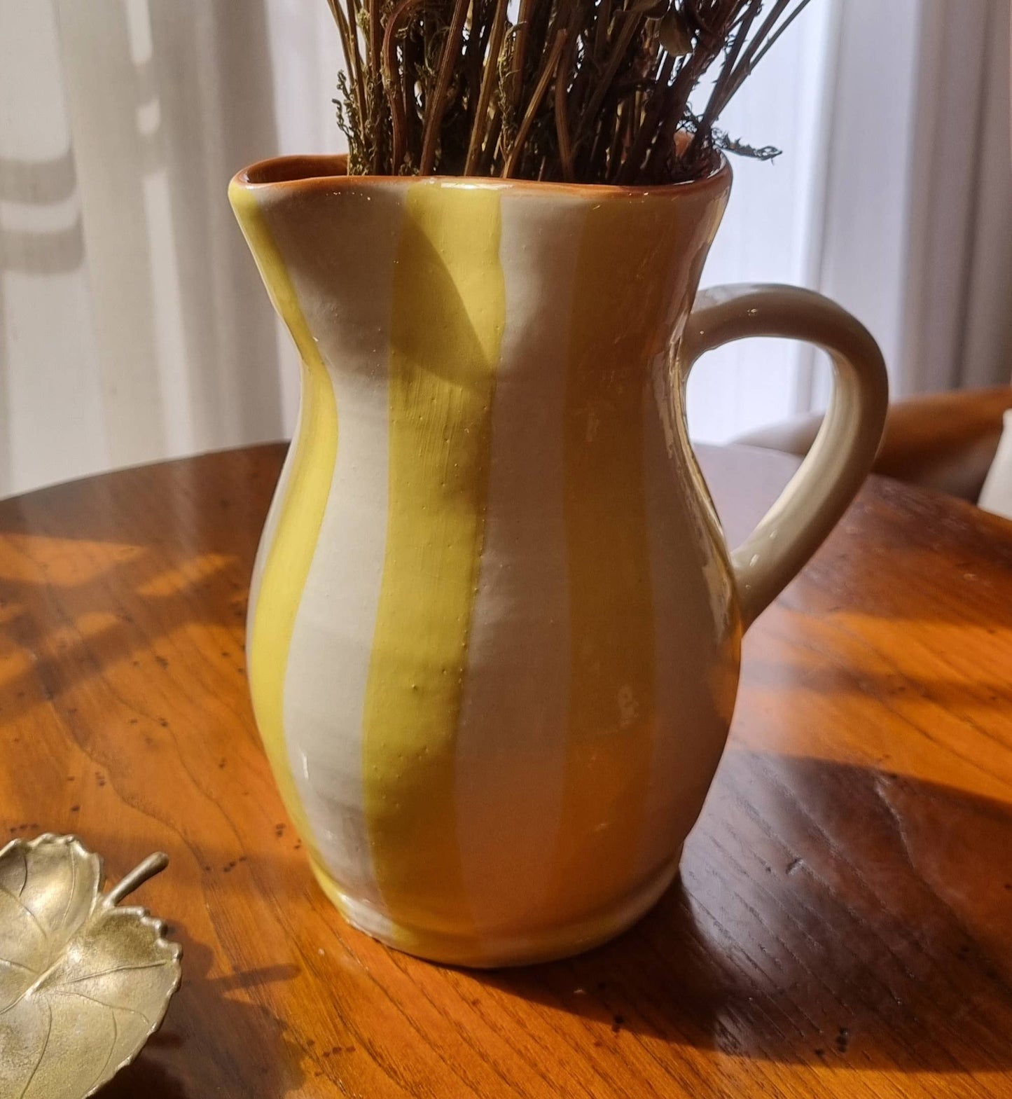 Roca Caus Handcrafted Jug in Yellow Stripe