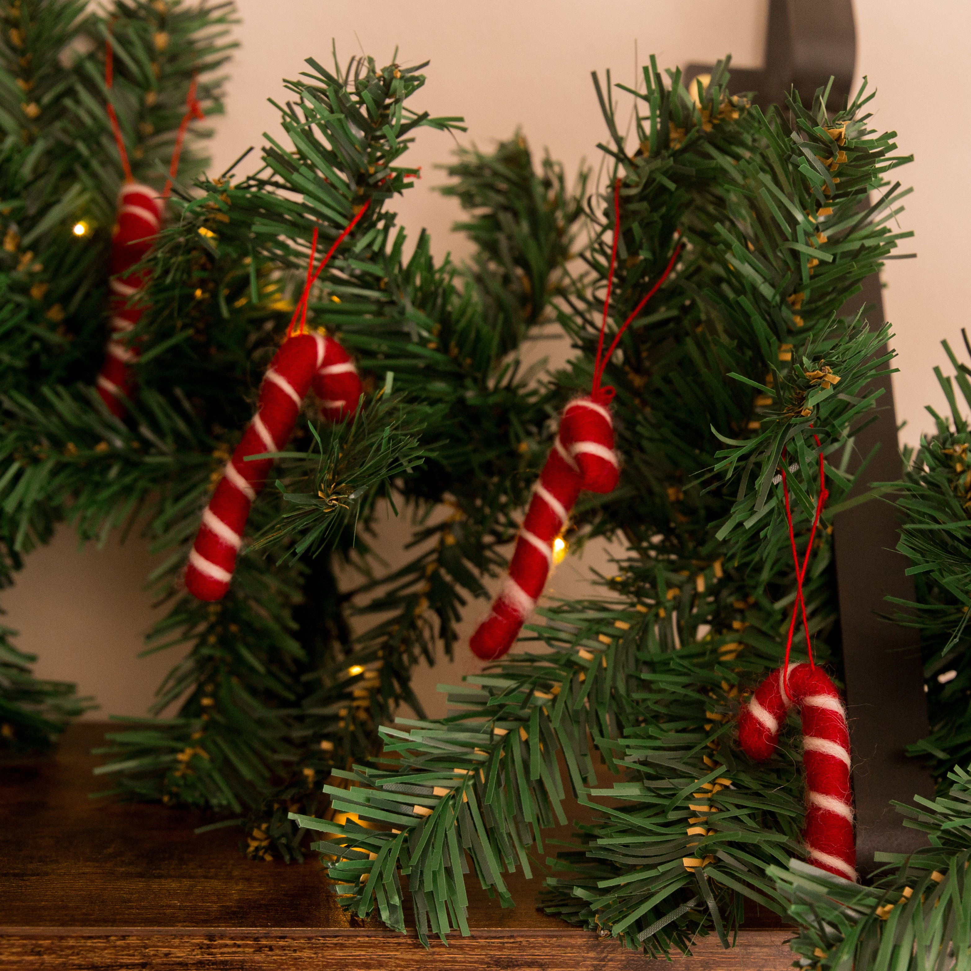 Sass and Belle Mini Felt Candy Canes Christmas Decorations