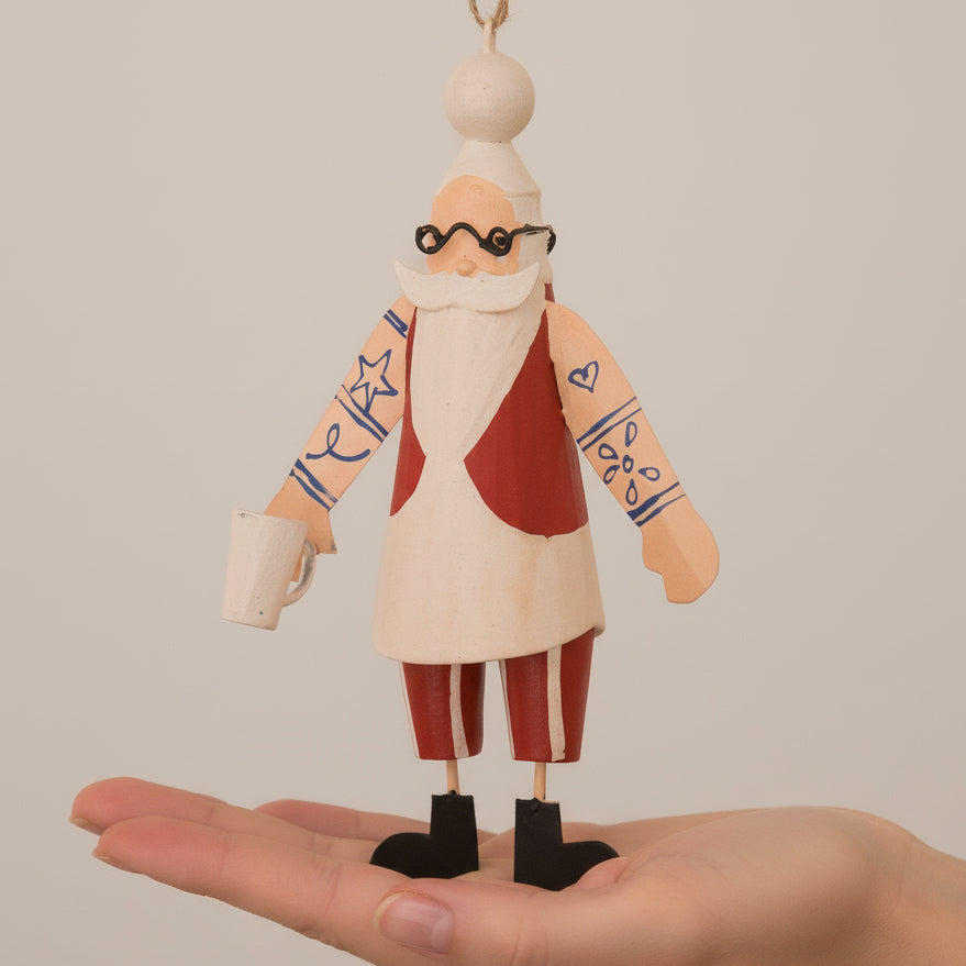 Shoeless Joe Hipster Santa Hanging Decoration