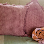 Bloomingville Ruffled 100% Cotton Delva Cushion in Pink