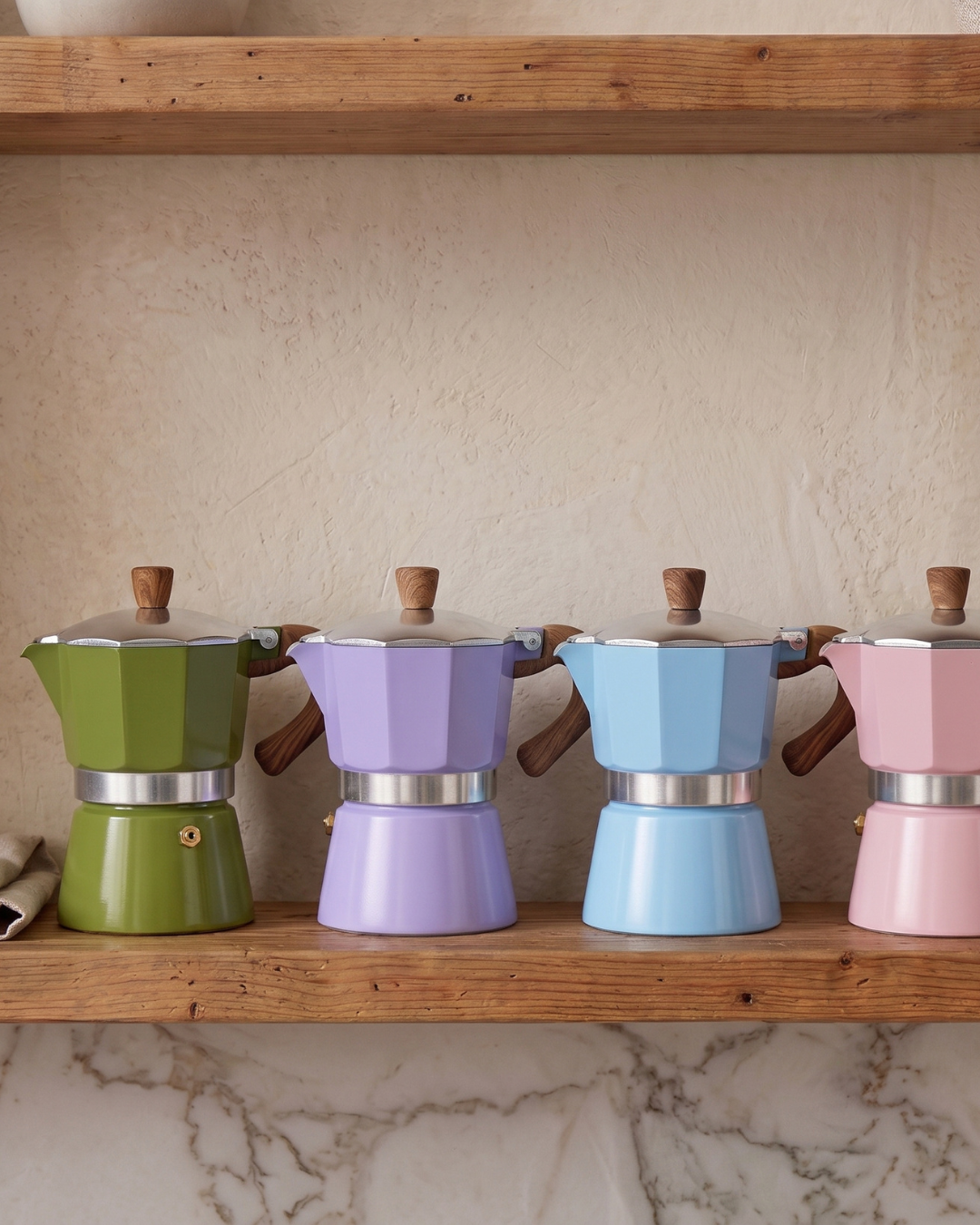 Colourful Coffee Percolator and Stove Top Pot in Pink