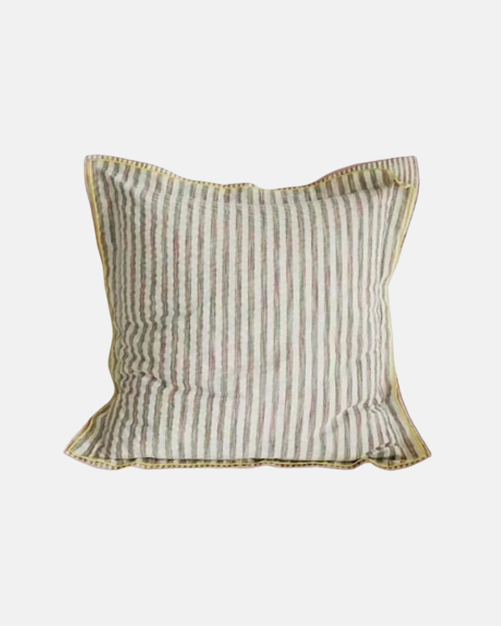 LIAN Scalloped Edge Cotton Cushion in Olive & Clay