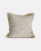 LIAN Scalloped Edge Cotton Cushion in Olive & Clay
