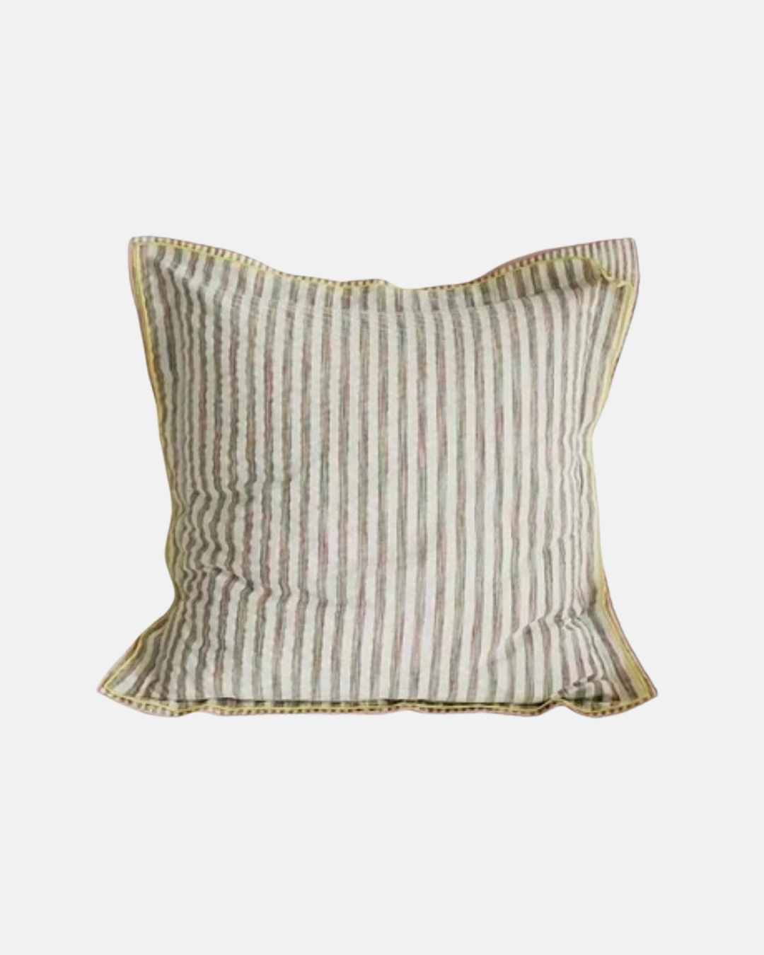 LIAN Scalloped Edge Cotton Cushion in Olive & Clay
