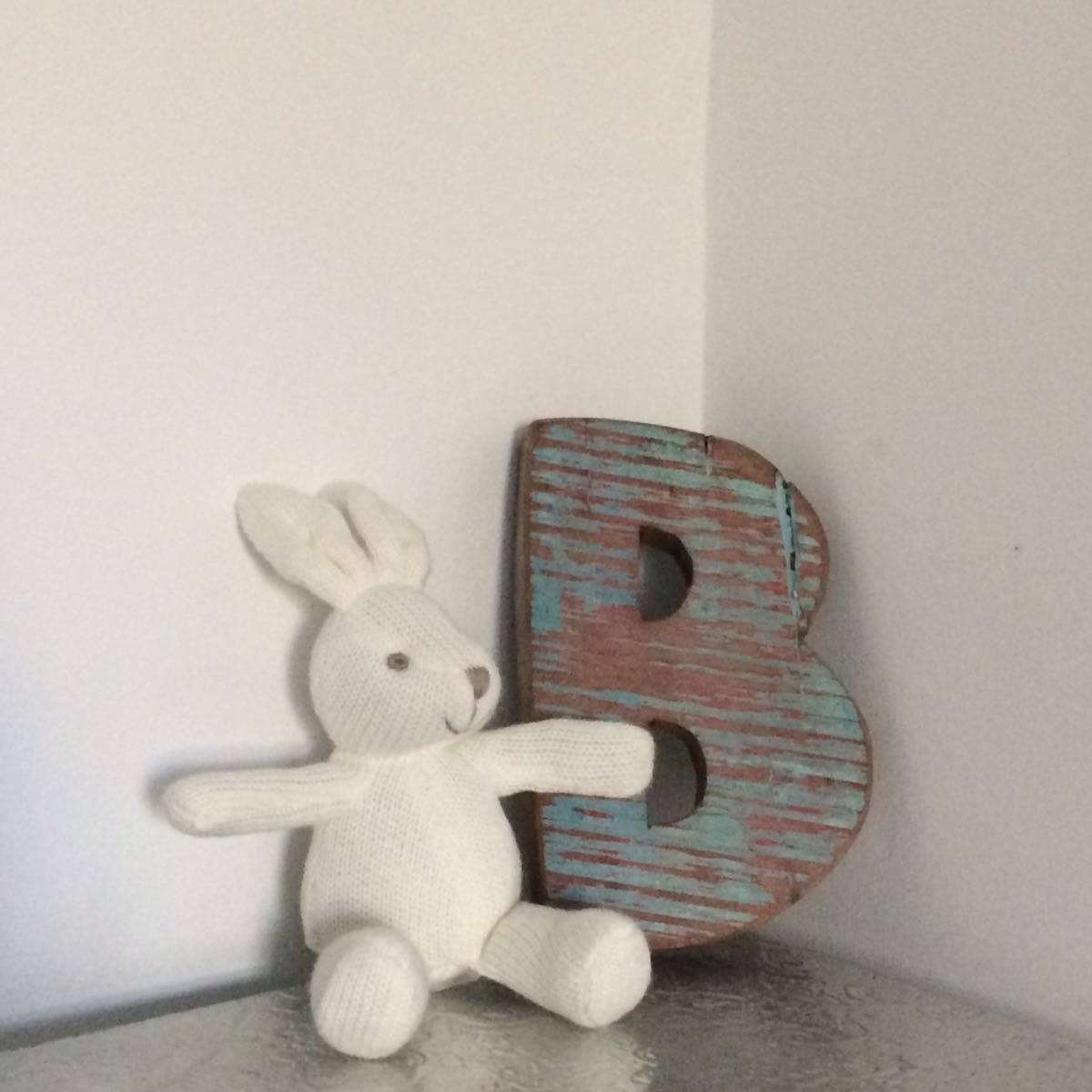Best Years Knitted Organic Cotton White Bunny Baby Rattle