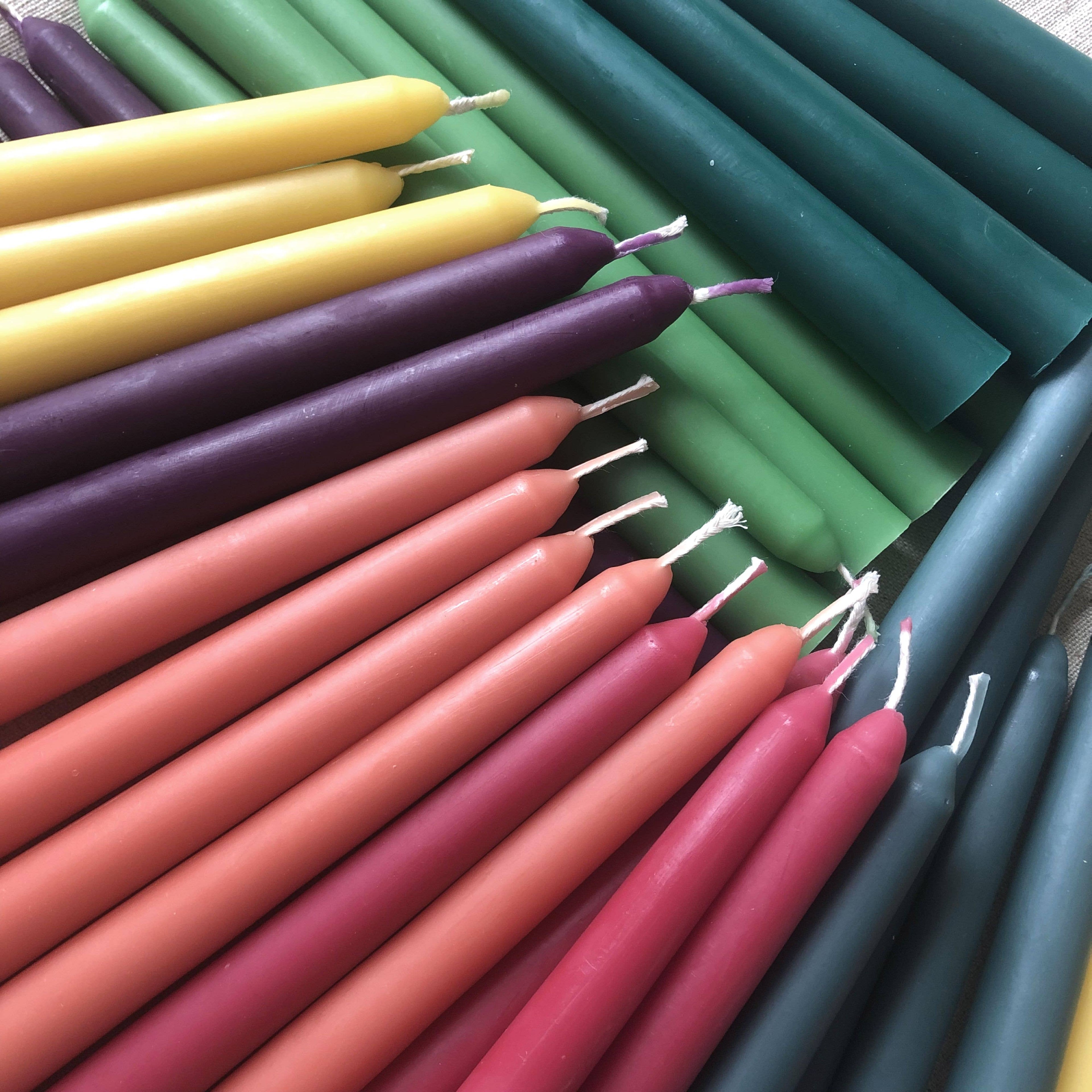 Five Bees Yard Colourful Beeswax Dinner Candles