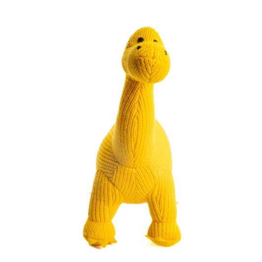 Best Years Knitted Yellow Diplodocus Dinosaur Soft Toy Teddy