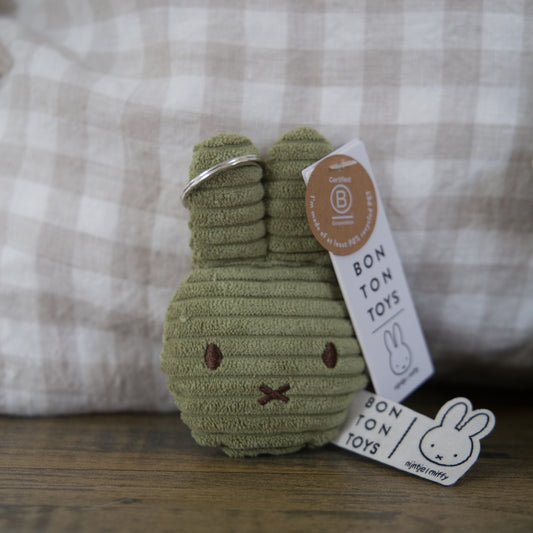 Miffy Flat Keyring in Olive Green Corduroy ECO