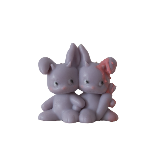 Twin Bunny Candle in Pink