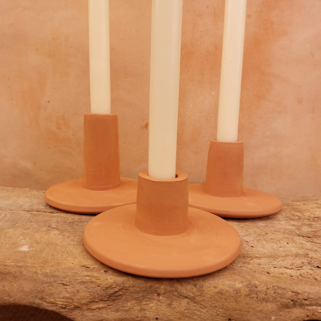 Roca Caus Handmade Taper Candle Holder in Terracotta