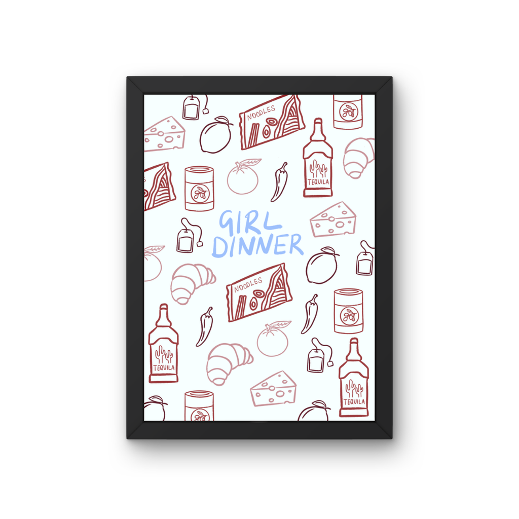 Peak Prints Girl Dinner Wine and Food Print
