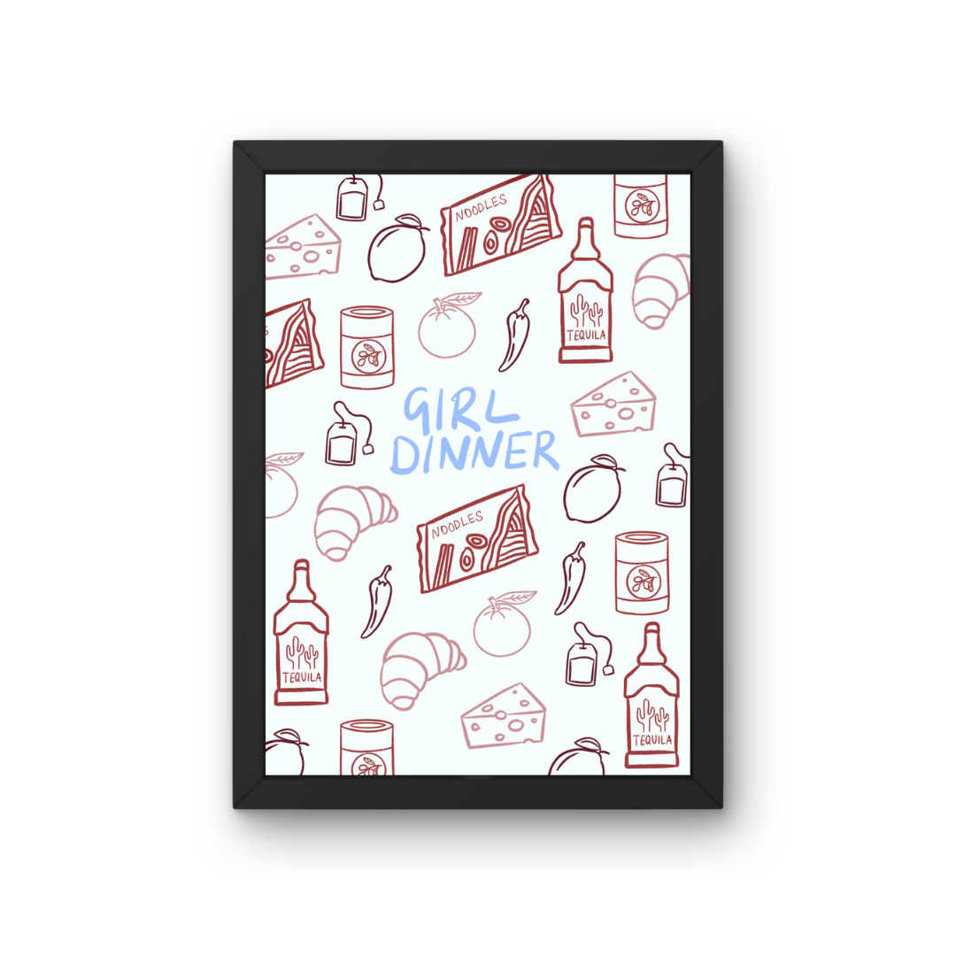 Peak Prints Girl Dinner Wine and Food Print