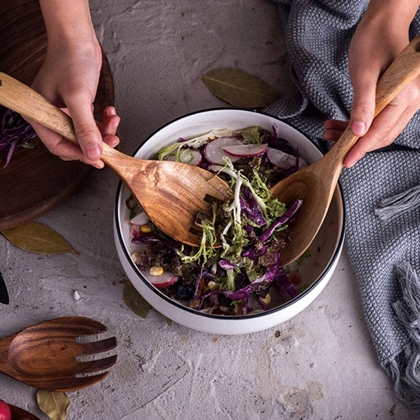 Homerely Wooden Salad Spoon and Fork Set
