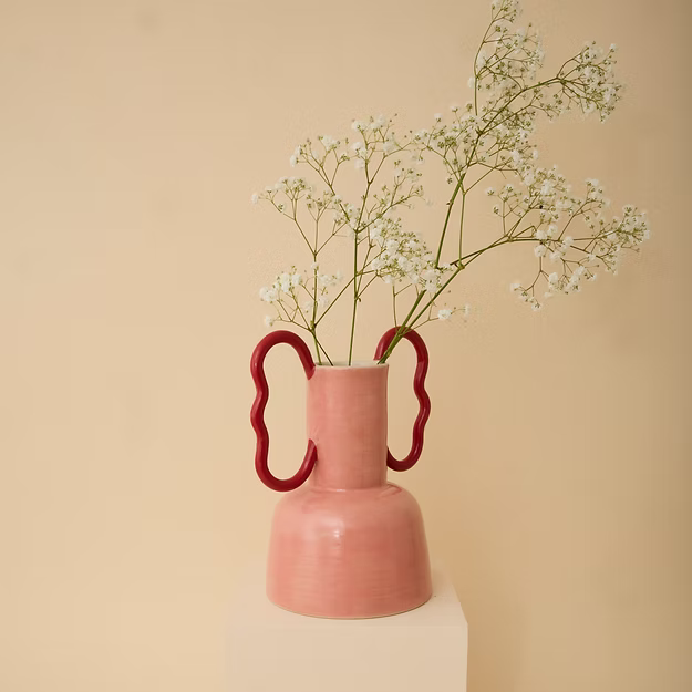 Florence MyTum Handmade Pink Ceramic Wiggle Vase