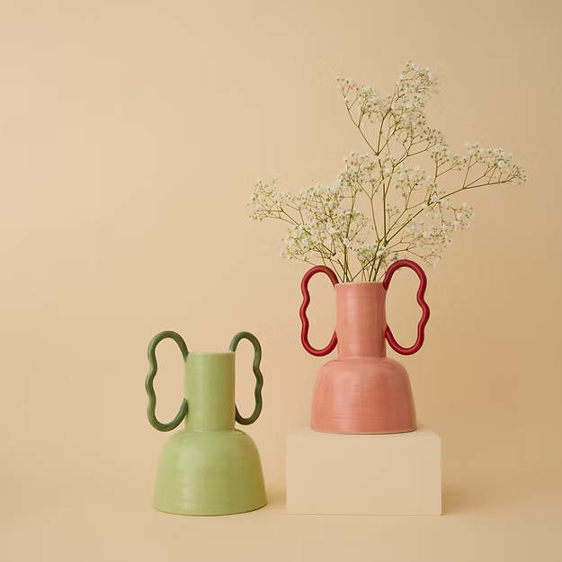 Florence MyTum Handmade Pink Ceramic Wiggle Vase