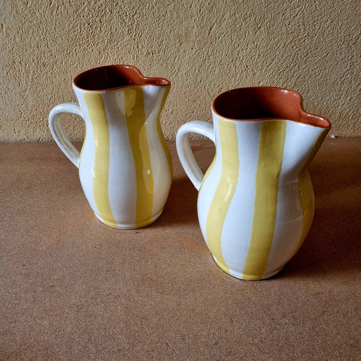 Roca Caus Handcrafted Jug in Yellow Stripe