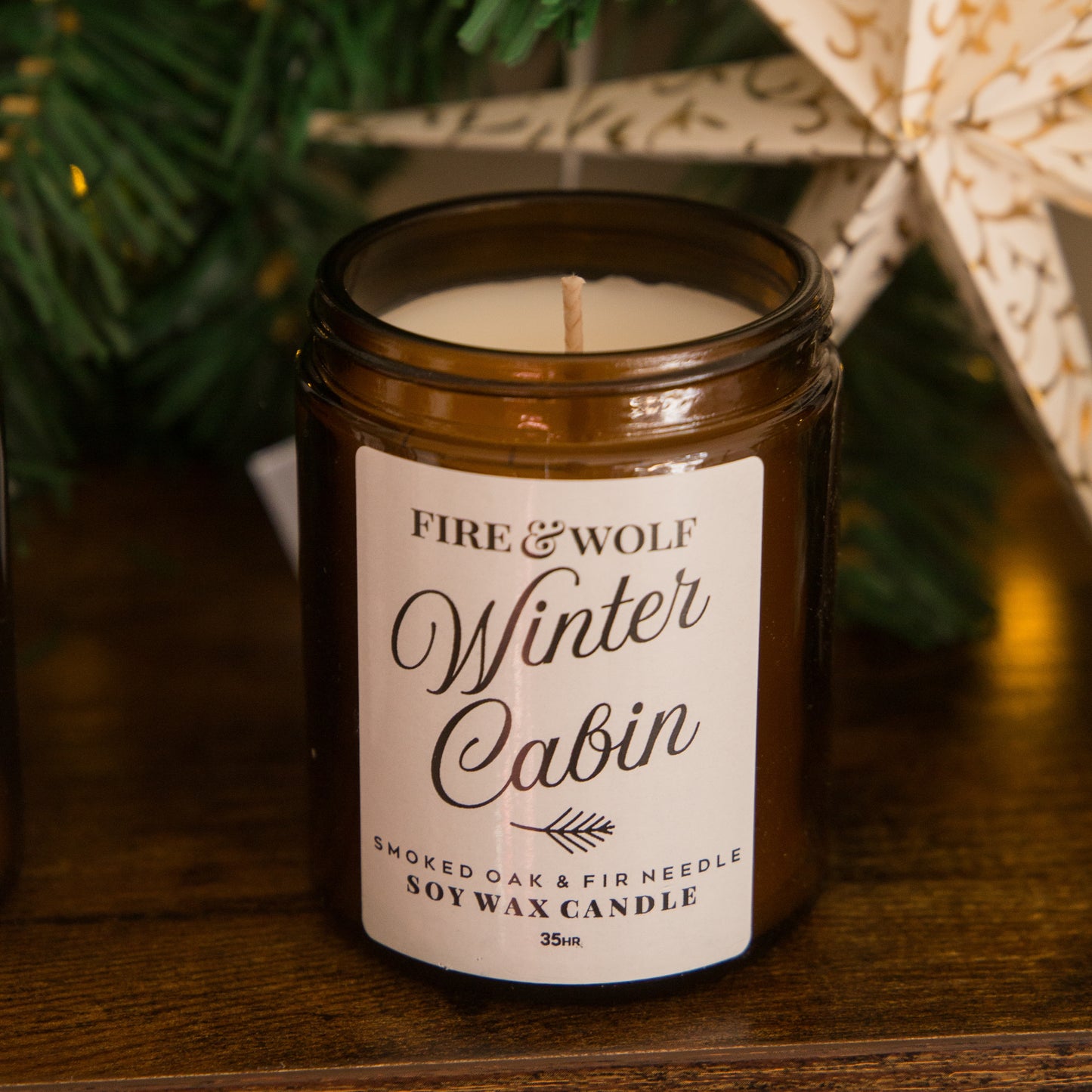 Fire & Wolf Soy Wax Christmas Winter Cabin Candle
