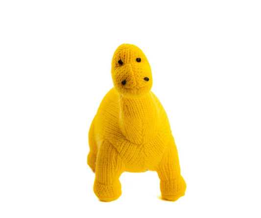 Best Years Knitted Diplodocus Dinosaur Baby Rattle Yellow