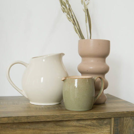 Vintage and Preloved Rustic Milk Jug in Beige Brown
