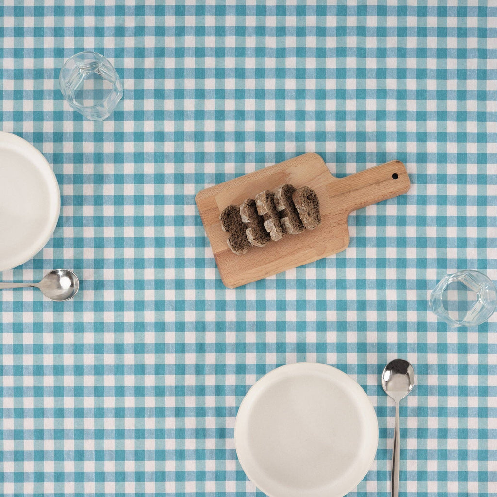 SG Hogar Light Blue Gingham Tablecloth in Various Sizes